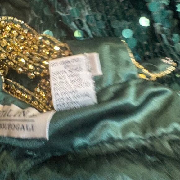 VTG Niteline Della Roufogali Mini Dress Sz 4 Green Gold Sequins Cocktail Party - Picture 10 of 15